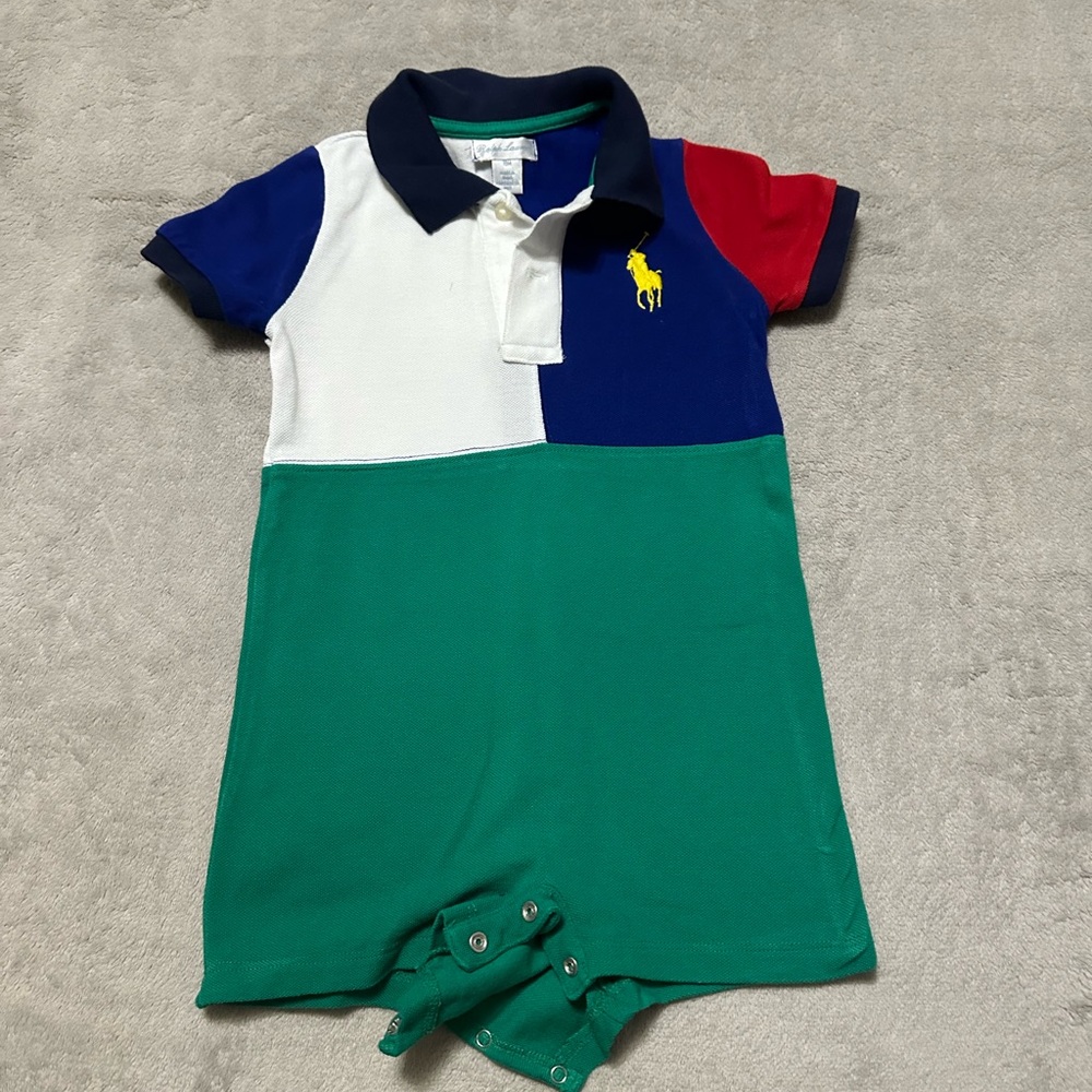 Ralph Lauren Green and White baby bodysuit